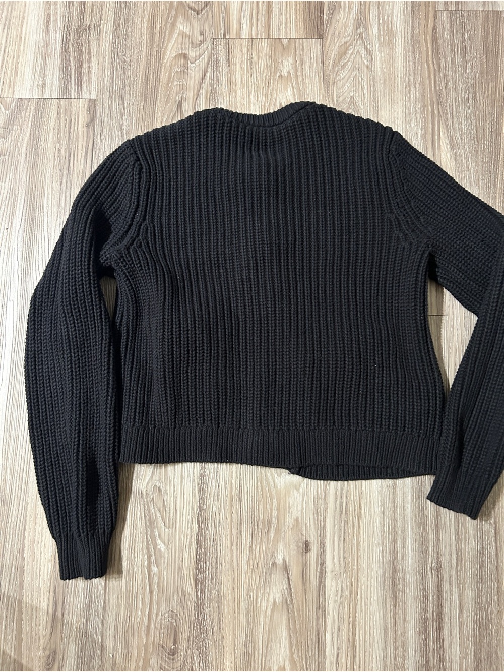LOFT Black Cropped Ribbed Button-Up Cardigan - Picture 2 of 6